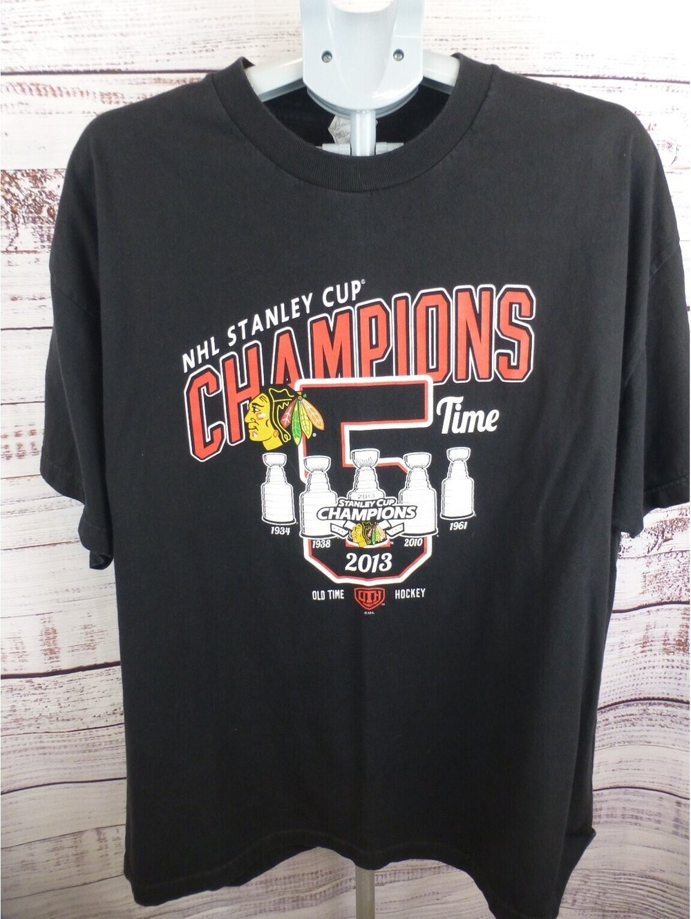 Chicago Blackhawks 2013 Stanley Cup Champions 5 Time T-Shirt Black 2XL - G4A